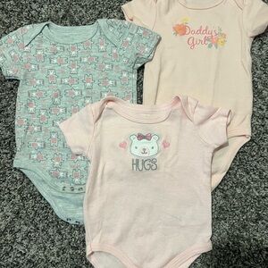 Cute Pink and Gray Baby Bodysuits Trio
